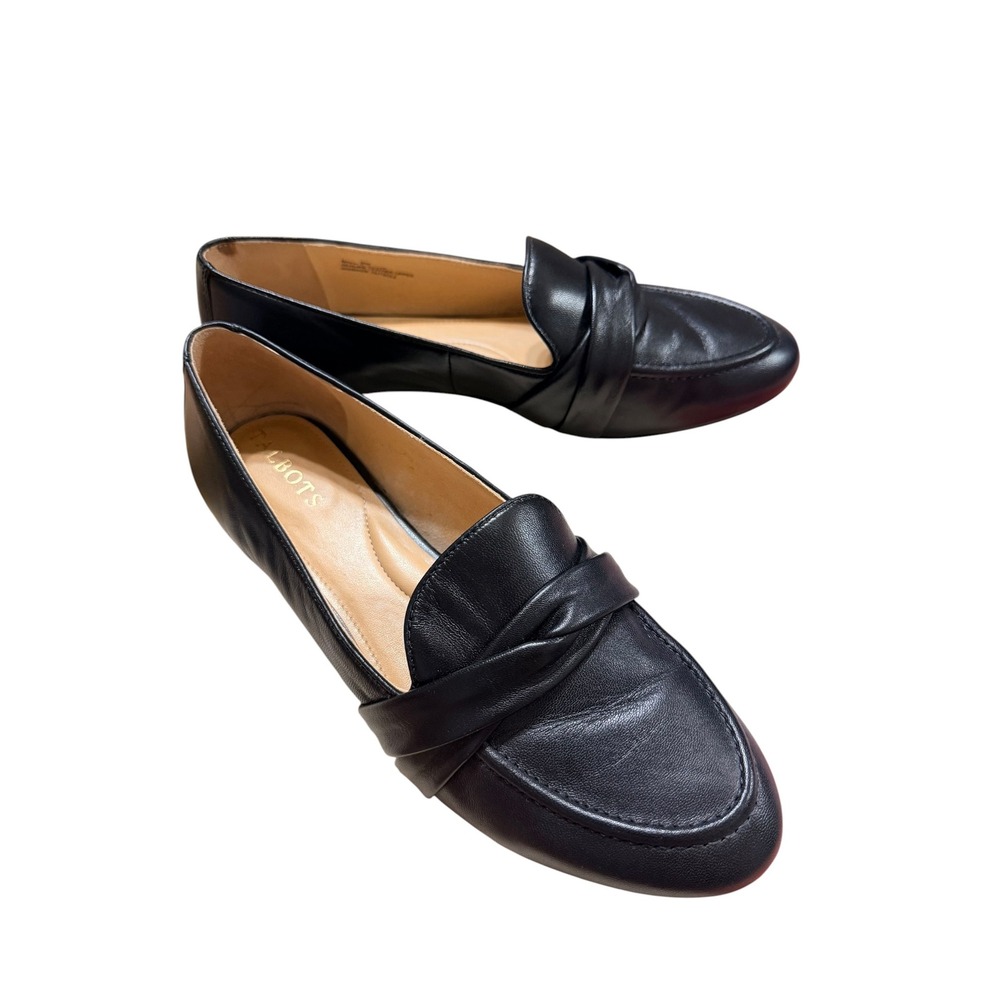 Talbots Black Leather Twisted Vamp Loafers Almond Toe Flats Womens Size 8M - Picture 2 of 5